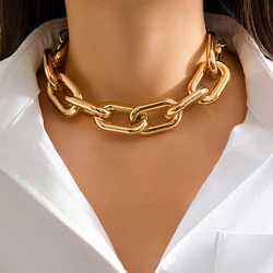 Exaggerated CCB Thick Chain Short Choker Necklace for Women Trendy Big Statement Collar on Neck Accessories 2024 Fashion Jewelry