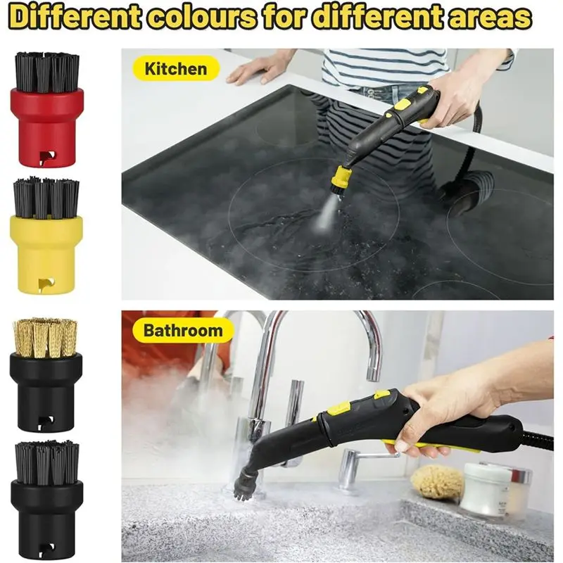 B83B-Accessories For Karcher SC1 SC2 SC3 SC4 SC5 Steam Cleaner Round Brush Joint Brushes Window Squeegee Microfibre Cloth