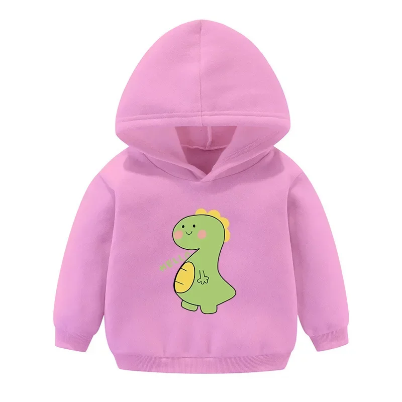 

Spring and Autumn Dinosaur Children's Cartoon Jumper Warm Fleece Cap Soft Breathable Boys and Girls Jumper Long-Sleeved Jacket