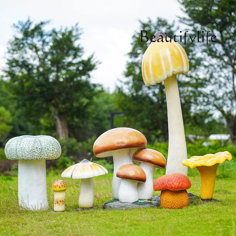 Mushroom model outdoor morel ornament chicken fir matsutake boletus sculpture simulation mushroom decoration