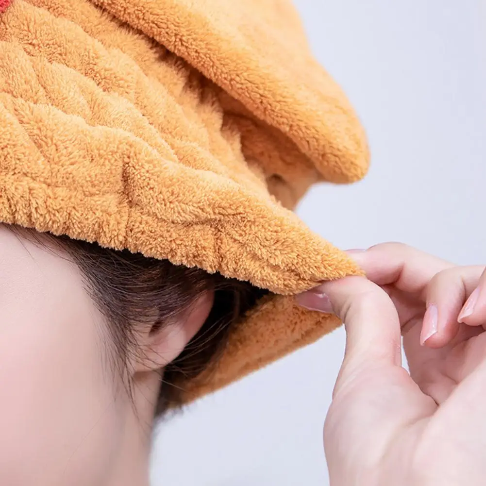 Quick Drying Towel Quick Dry Hair Towel for Women Girls Soft Absorbent Coral Fleece Turban Wrap Cute Bowknot Elastic for Curly