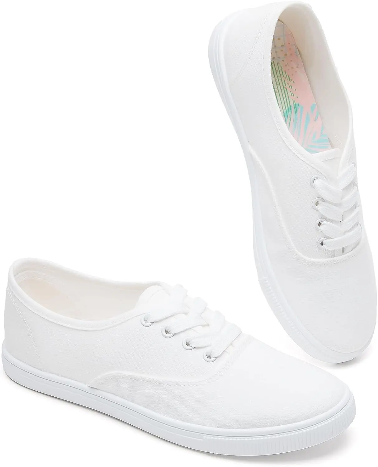 

Women's Classic White Canvas Sneakers Low Top Lightweight Casual Shoes