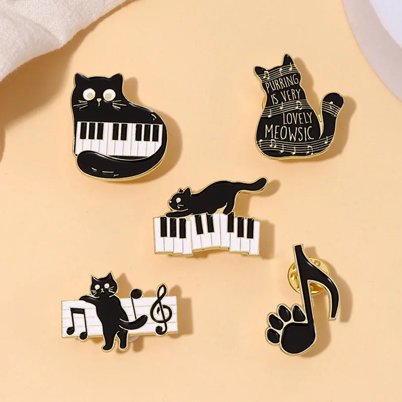 Cat Brooch Black Cat Brooch Halloween Wizard Hat Couple Cat Sun Moon Cat Brooch Black White Cat Alloy Enamel Badge Lapel Pins