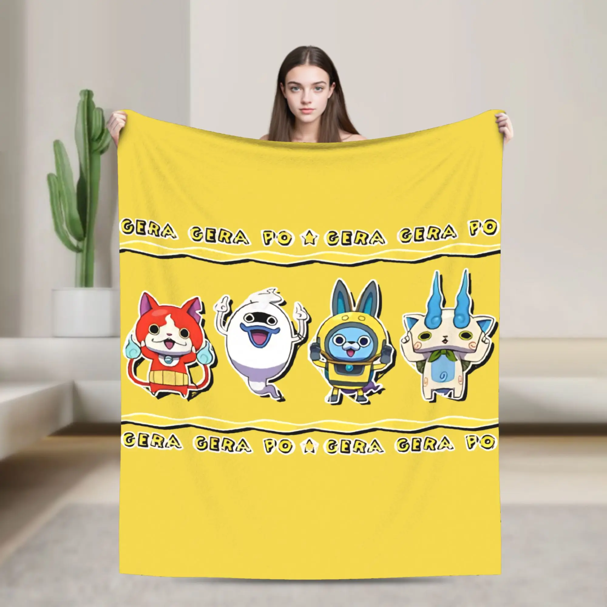 Yokai Watch Game Blanket Jibanyan Komasan Plush Awesome Breathable Throw Blanket for Coverlet Spring Autumn