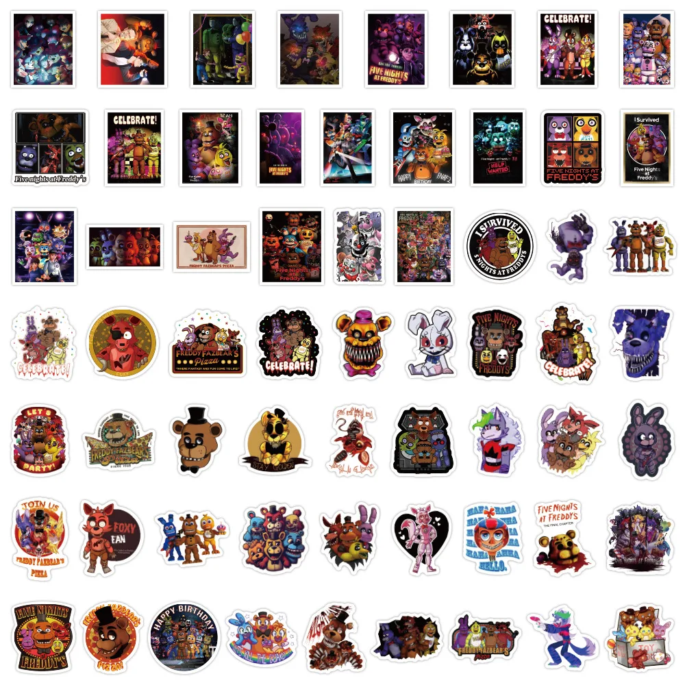 10/60Pcs Cartoon FNAF Security Breach Anime Graffiti Stickers For DIY Phone Laptop Chassis Guitar Gift Party Toy Stickers