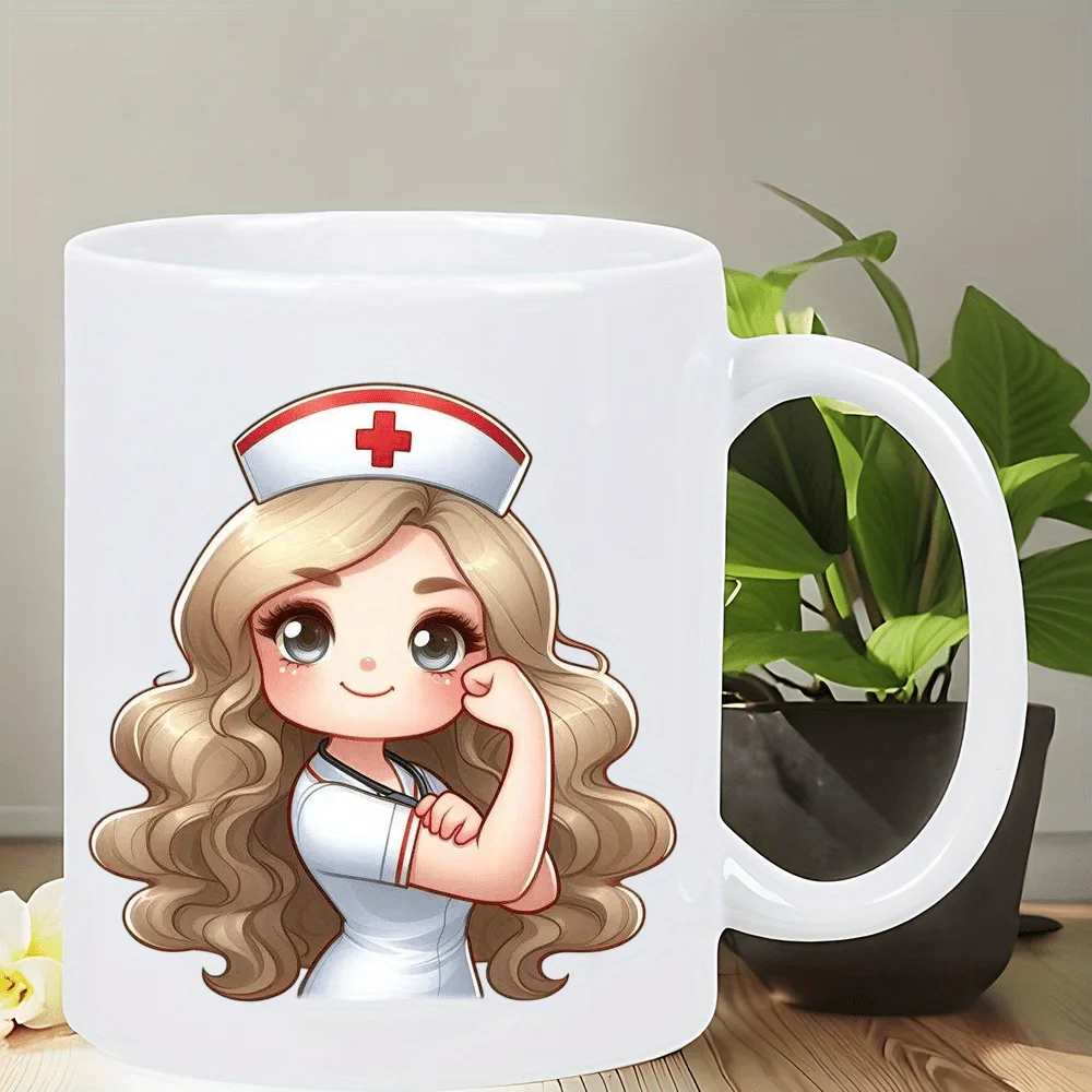 Cute Anime Nurse Mug - Insulated Ceramic Coffee Cup, - Perfect Nurse Gift for Medical Professionals, Birthday, Valentine's Day
