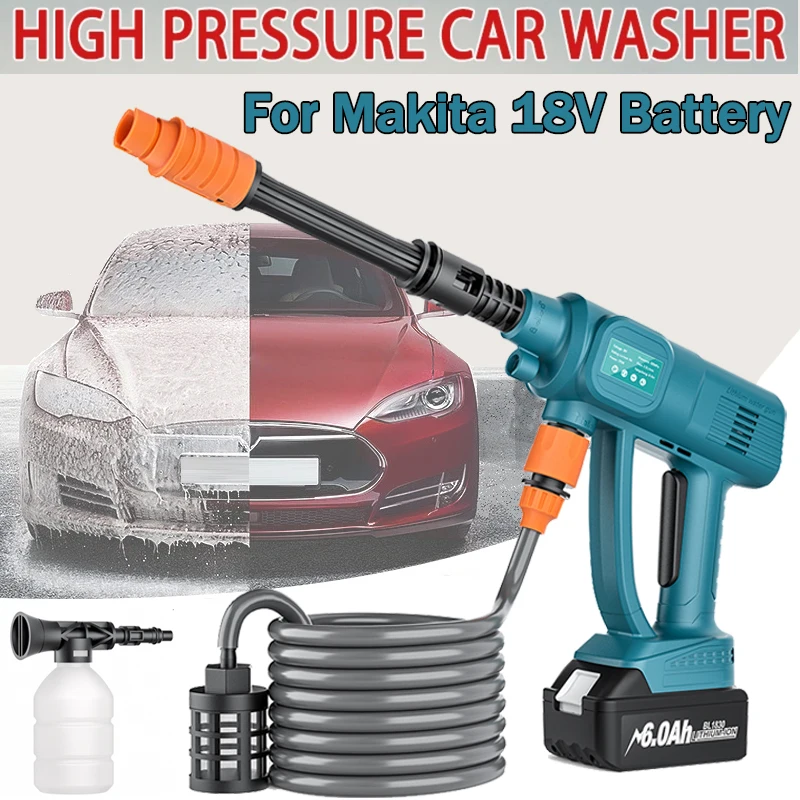 For Makita 18V Series Battery Power Handheld High-Pressure Washer Gun for Car/Home Cleaning Cordless Pressure Washer Compatible