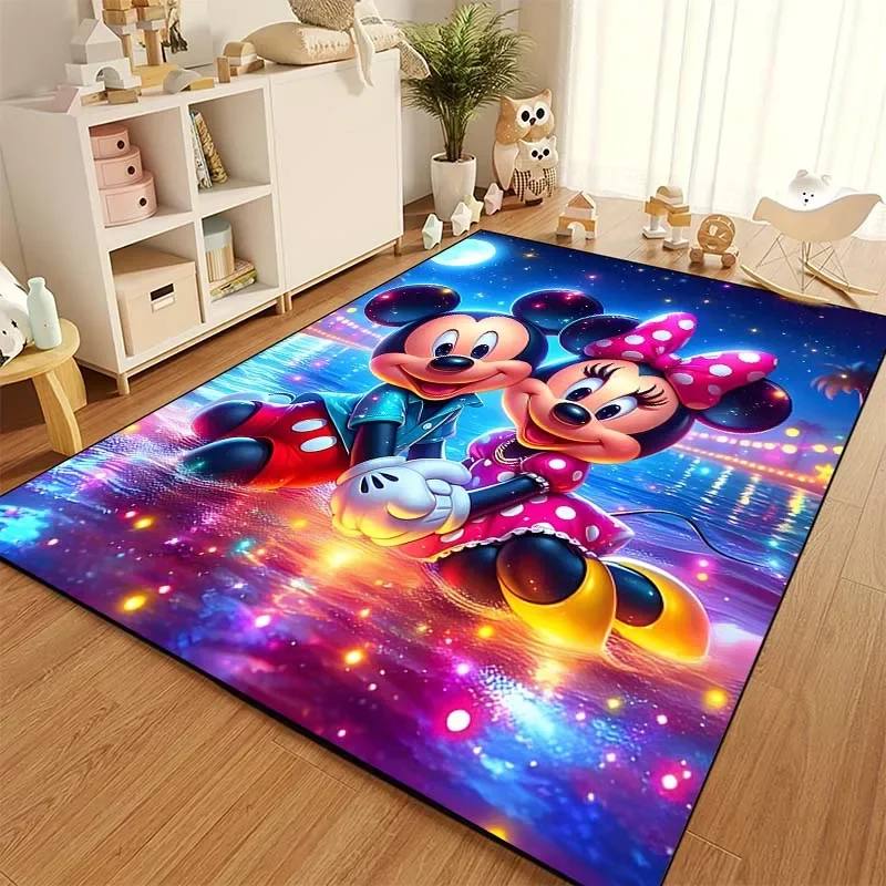 Cartoon Minnie Mickey Mouse Pattern Living Room Bedroom Carpet Bedside Floor Mat 15 Size Kid's Room Cloakroom Play Mat Area Rug