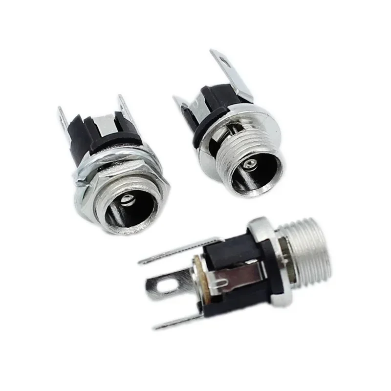 10/50/200Pcs DC-025 DC Power Socket Panel Mount DC025 5.5x2.1mm 5.5x2.5mm DC Socket With Nut Waterproof Cap Connector
