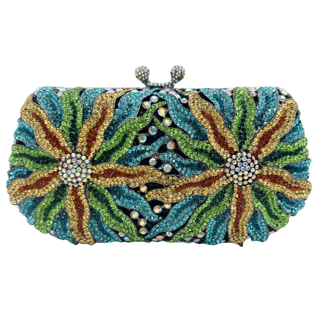 Hohle Chrysanthemen-Diamant-Abendtasche, Blumen-Bankett-Damentasche, Neu – Detail 12