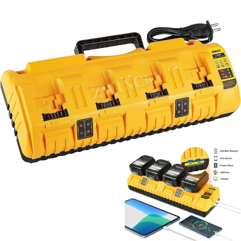 Carregador de Bateria de Lítio para Dewalt Rapid Carregador Portátil 2a Corrente de Carregamento Usb 2a Dcb200 Dcb140 10.8v 14.4v 18v 20v 60v