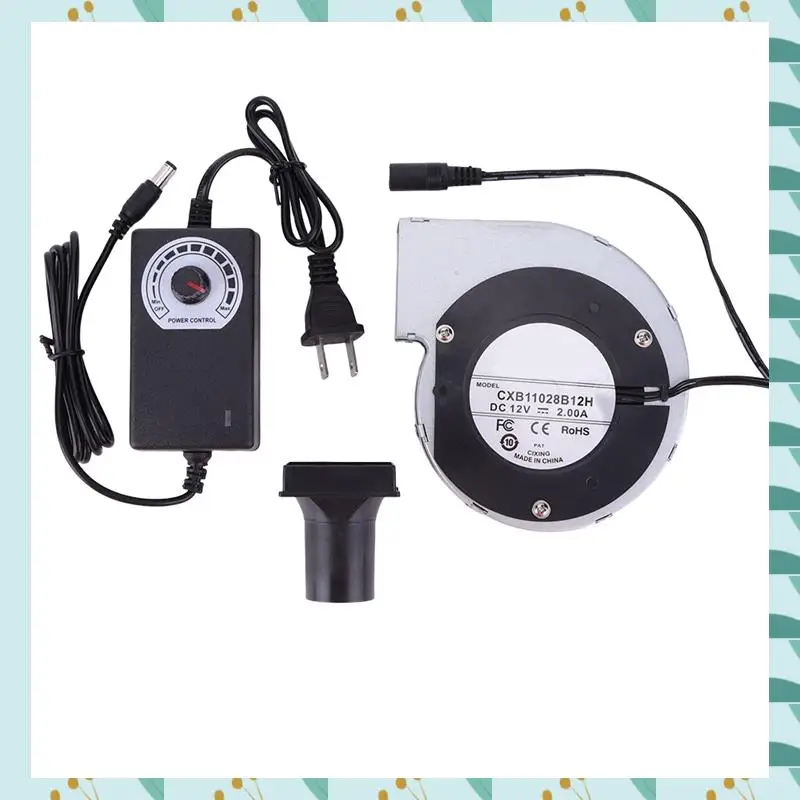 A71P 6000RPM Variable Speed Barbecue Fan With DC 12V Controller, BBQ Blower For Picnic Grill Wood Stove, US Plug
