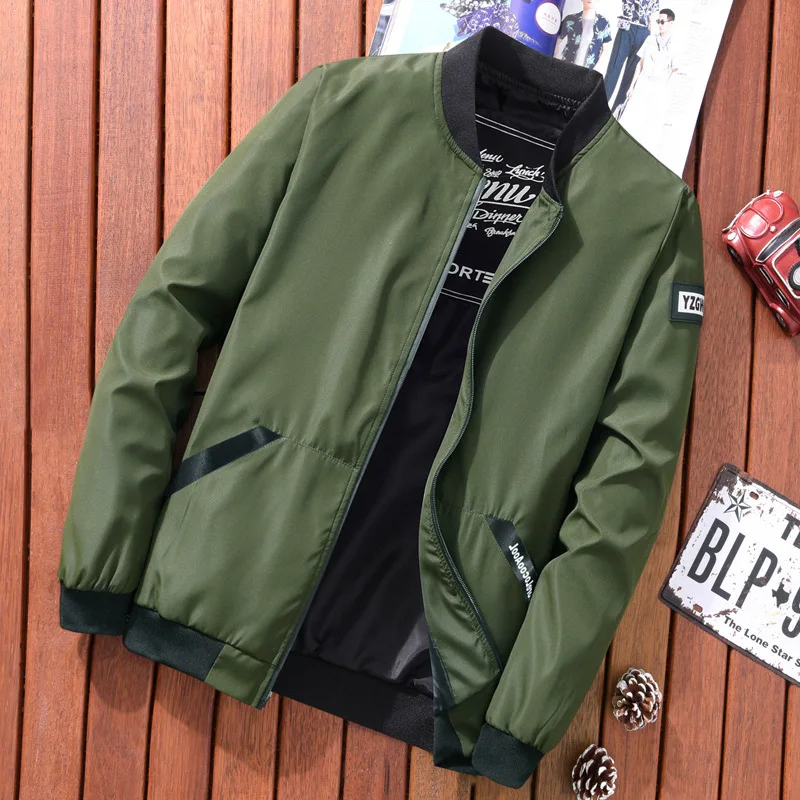 

Bomber Jacket Men Fashion Casual Windbreaker Jacket Coat Men Spring and Autumn New Hot Outwear Stand Slim Military Embroidery