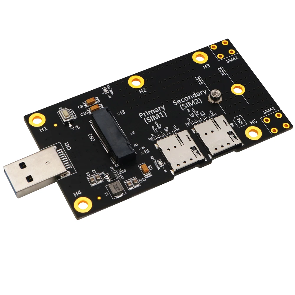 

NGFF M.2 to USB 3.0 Adapter Expansion Card with Dual NANO SIM Card Slot for 3G/4G/5G Module Support M2 key B 3042/3052 Wifi Card