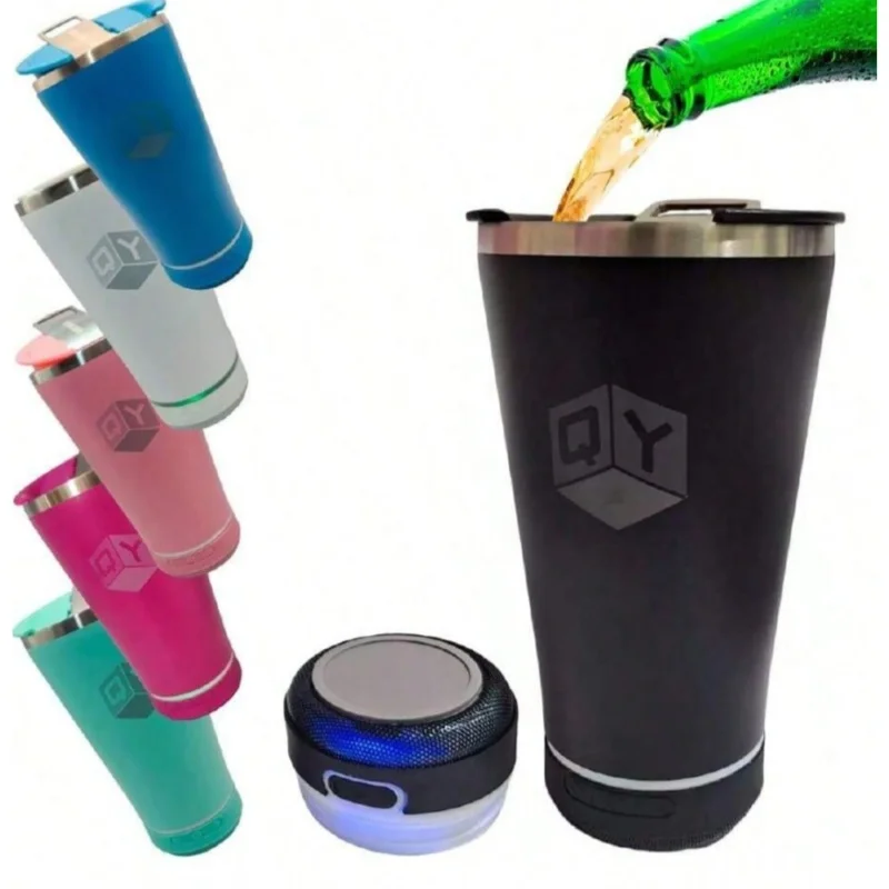 Portable Music Cup with Bottle Opener, Stainless Steel Water Cup, Wireless Bluetooth Speaker