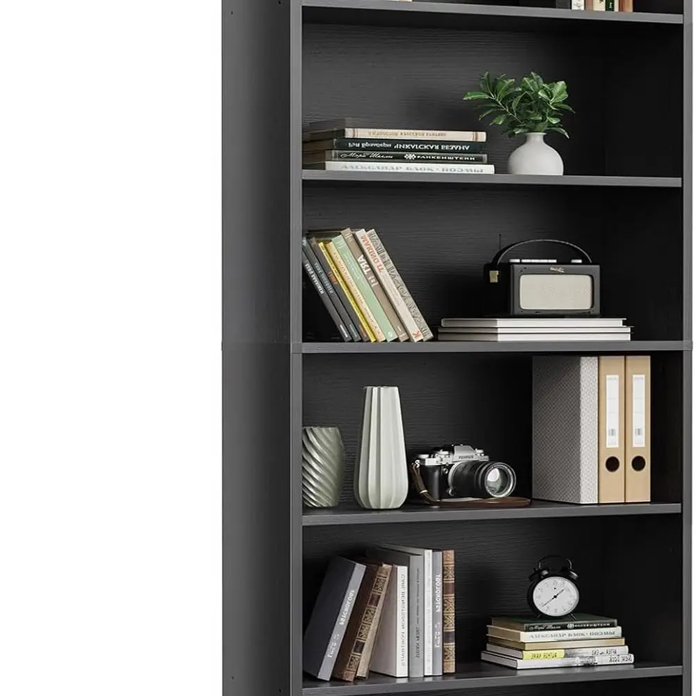 

Высокая 63, 6-ярусная открытая книжная полка с защитой от опрокидывания для дома, офиса и спальни, черная