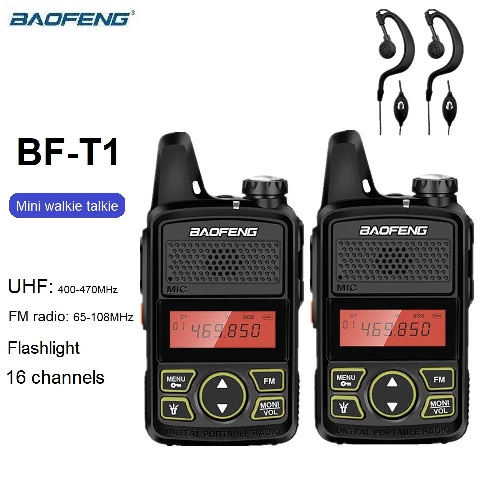 

1/2/3/4/5PCS Baofeng BF-T1 Mini Radio Walkie Talkie UHF CB Ham Radio Stations bf t1 hf Transceiver with Headphone for kids Toy