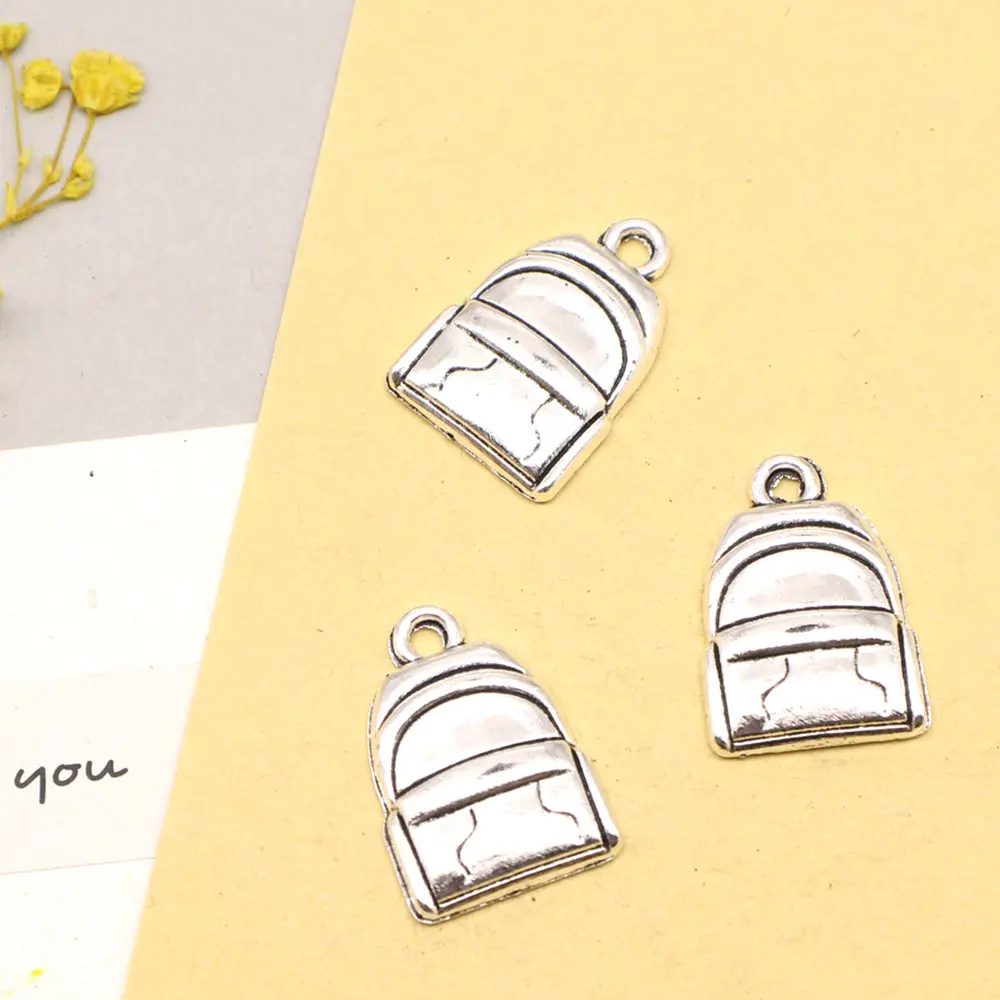 10pcs 20x14mm School Bag Charms Vintage Pendant Home Decor Crafts Diy Jewelry Antique Silver Color