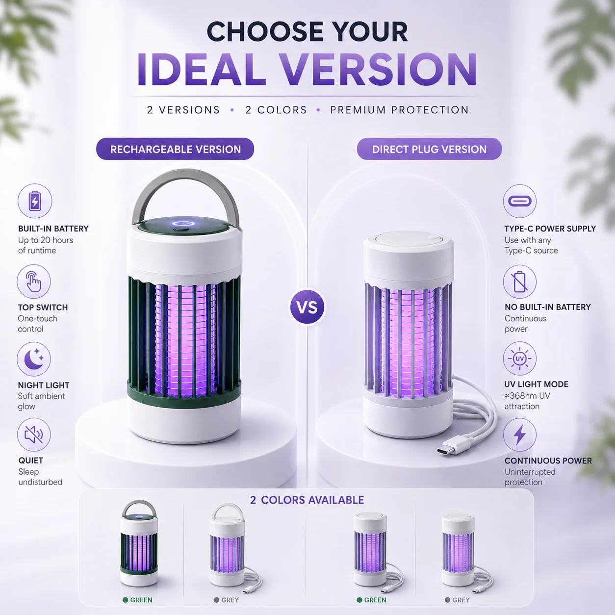 전기 모기 살충 램프 USB 5V UV 365nm 벌레 퇴치기 휴대용 충전식 파리 살충기 캠핑 침실 정원 LED 썸네일 5