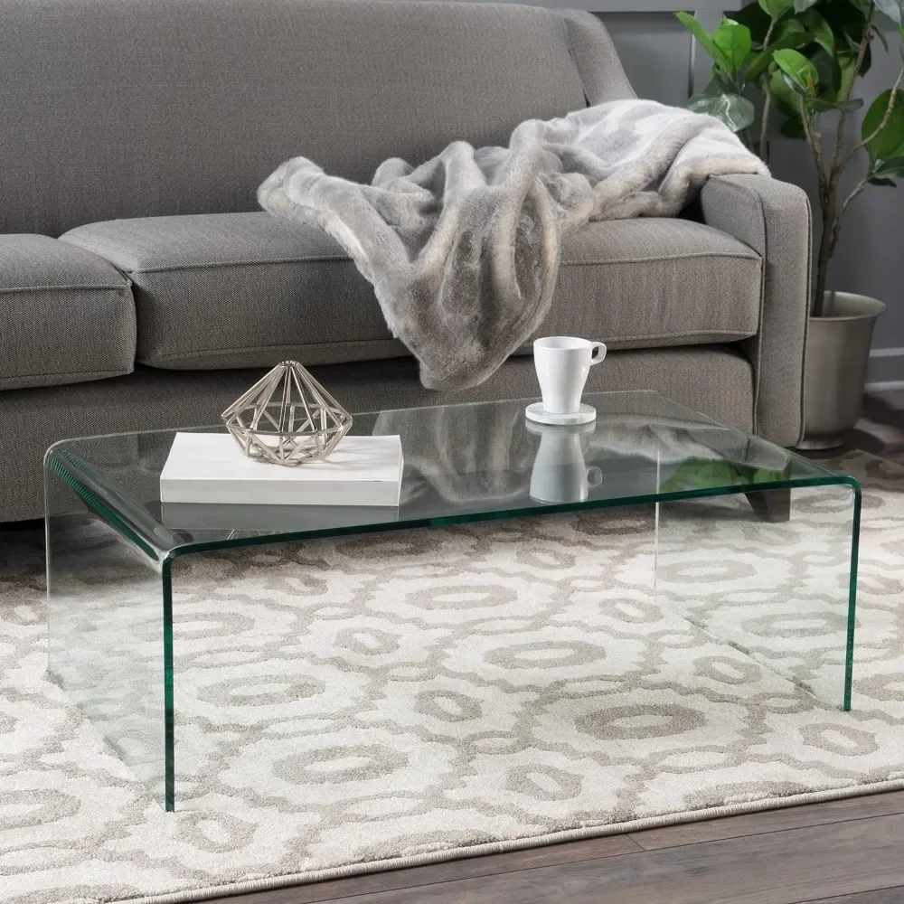 12mm Tempered Glass Coffee Table Furniture Living Room Center Table Tables Café No Assembly Required Made of Tempered Glass