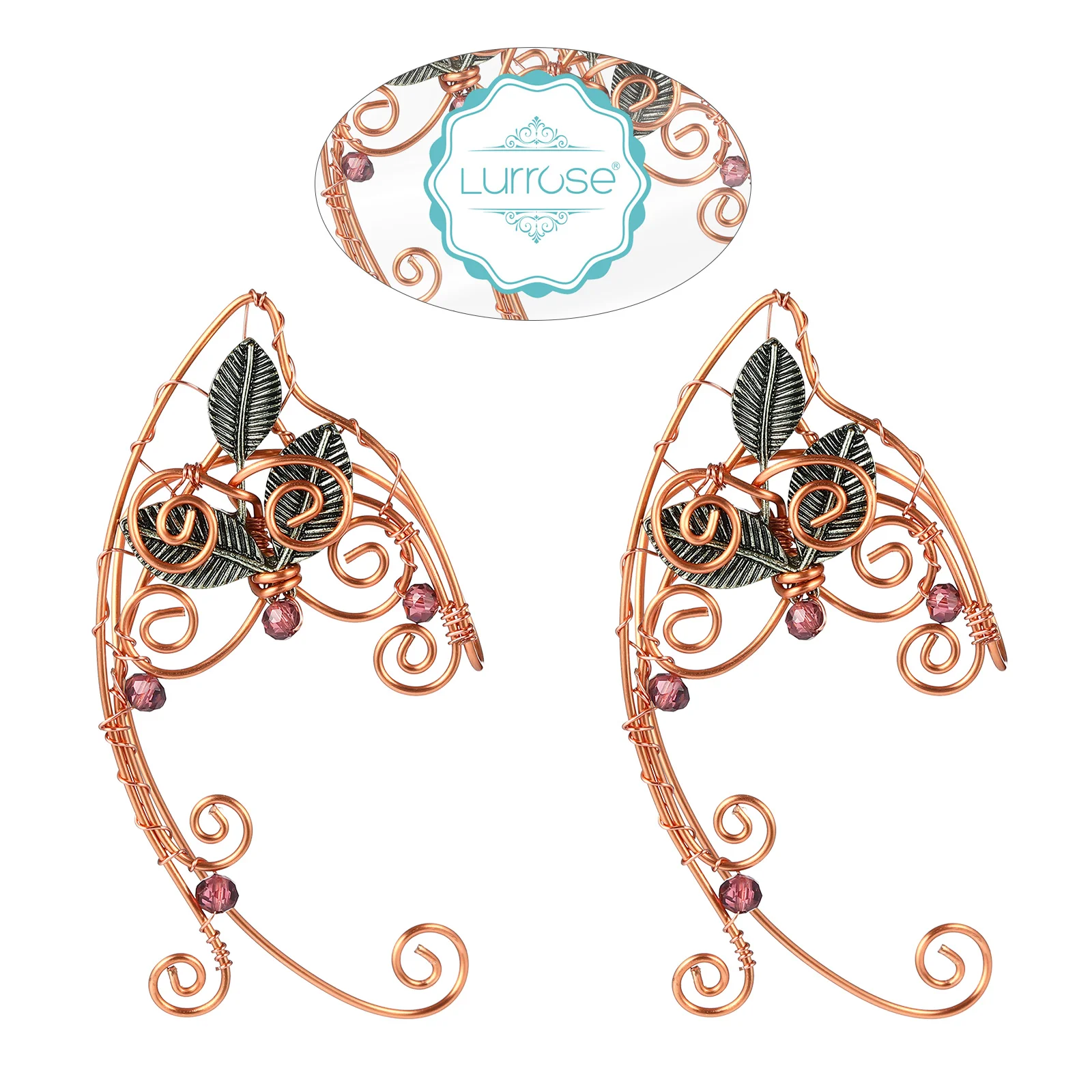 1 Pair Ear Cuffs Handmade Elves Ear Crawler Climber Wrap Clip-on Earrings Jewellery for Fairy Fancy Halloween Cosplay