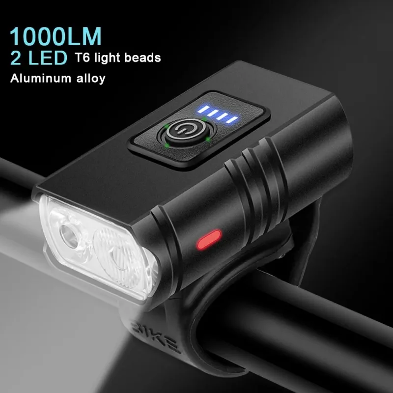 

1000LM Bike Light Headlight T6 Bicycle Flashlight LED USB Rechargeable Torch Cycling Front Lamp High Beam Accessories