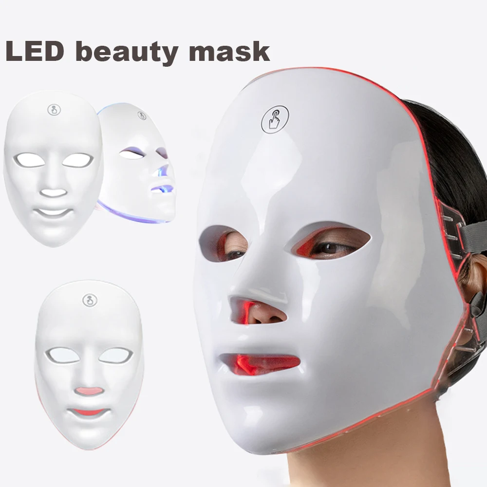 7-Farben-LED-Gesichtsmaske, LED-Photonentherapie, Schönheitsmaske, Anti-Aging, Hautverjüngung, Aufhellung, USB wiederaufladbar, Schönheitsgerät