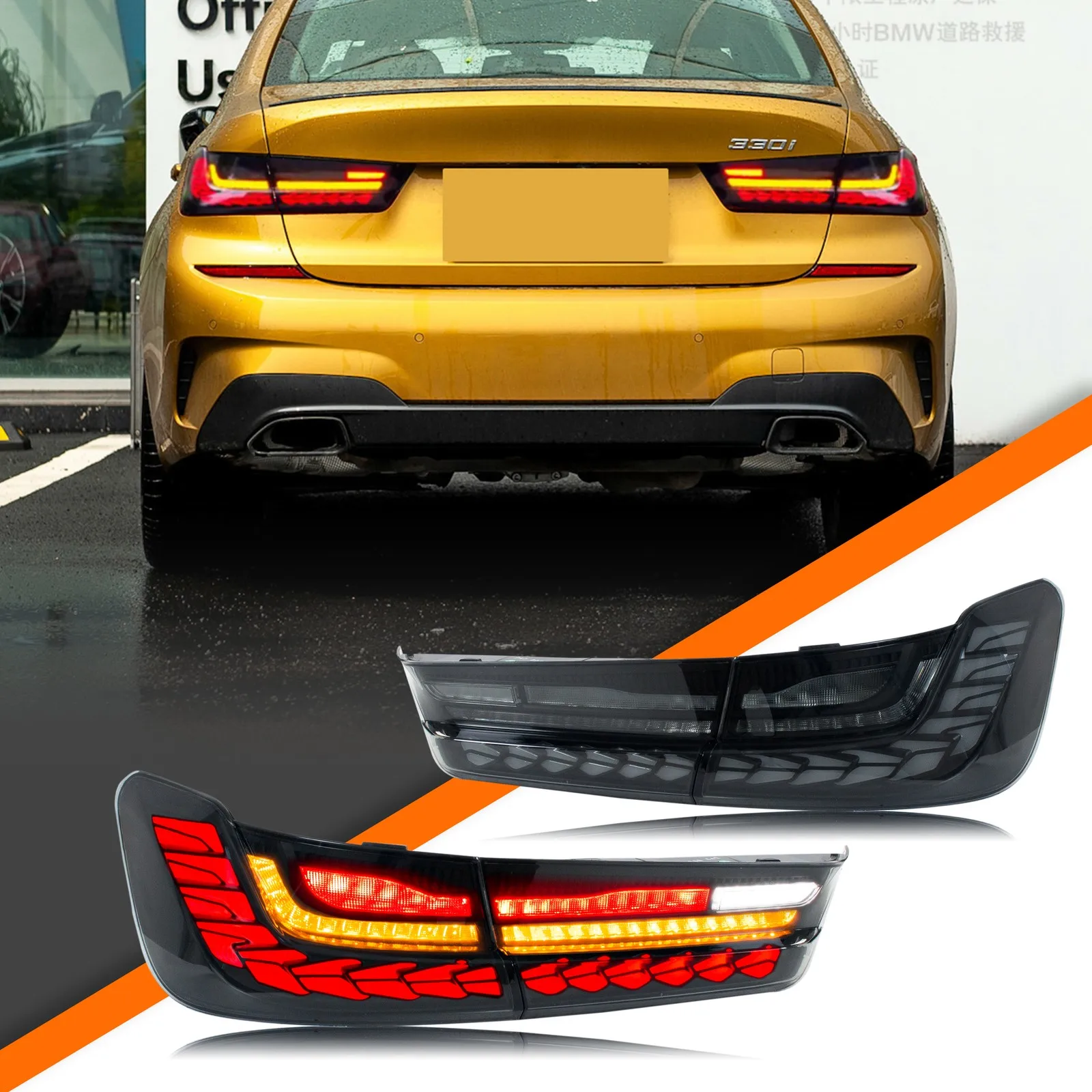 LED GTS Achterlichten voor BMW 3-Serie G20 G80 G28 M3 320 330 2019-2026 Sequentiële Richtingaanwijzer zwart Achterlichten Montage
