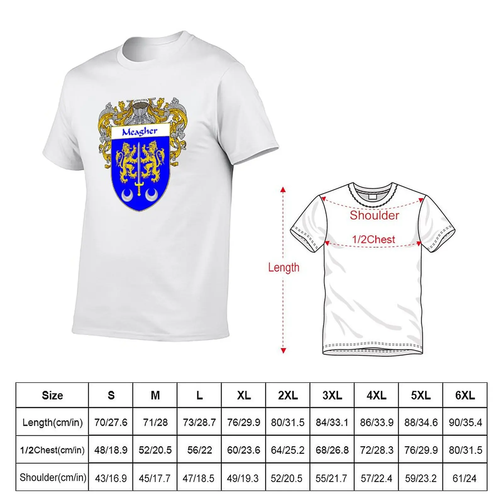 Meagher Coat of Arms/Family Crest T-Shirt man t shirt graphic cotton t shirts high quality T-Shirt