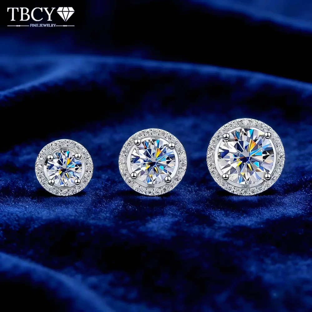 TBCYD 0.5-2CT D Color 100% Real Moissanite Stud Earrings For Women With GRA Top Quality S925 Silver Ear Studs Pendientes Jewelry