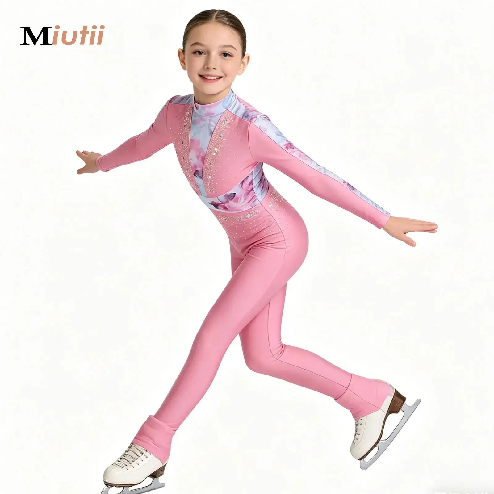 

Kids Girls Ballet Figure Skating Training Dancewear Performance Costume Shiny Rhinestones Yoga Gymnastics Dance Leotard Jumpsuit