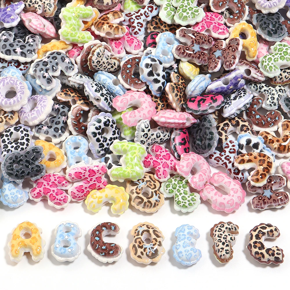 10Pcs Christmas Halloween Cute Balloon Wavy Edge Alphabet Letter Acrylic Beads Mixed Loose Spacer Bead for DIY Keychain Jewelry