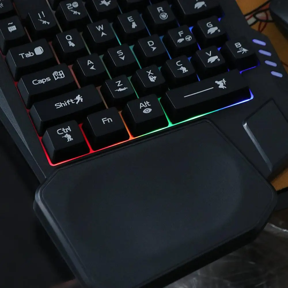 USB Single Hand Keyboard Luminous Mini One Handedly Keyboard Ultra-slim 35 Keys Gaming Mechanical Keyboard Desktop PC