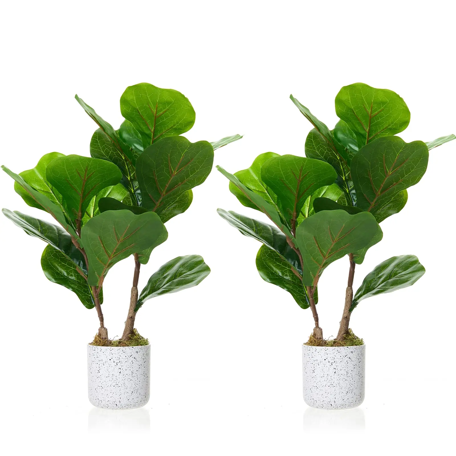 

2 Packs Artificial Potted Ficus Trees, 15.7" Faux Plants Ficus Leaves Trees with Pots, for Living Room Decor Office