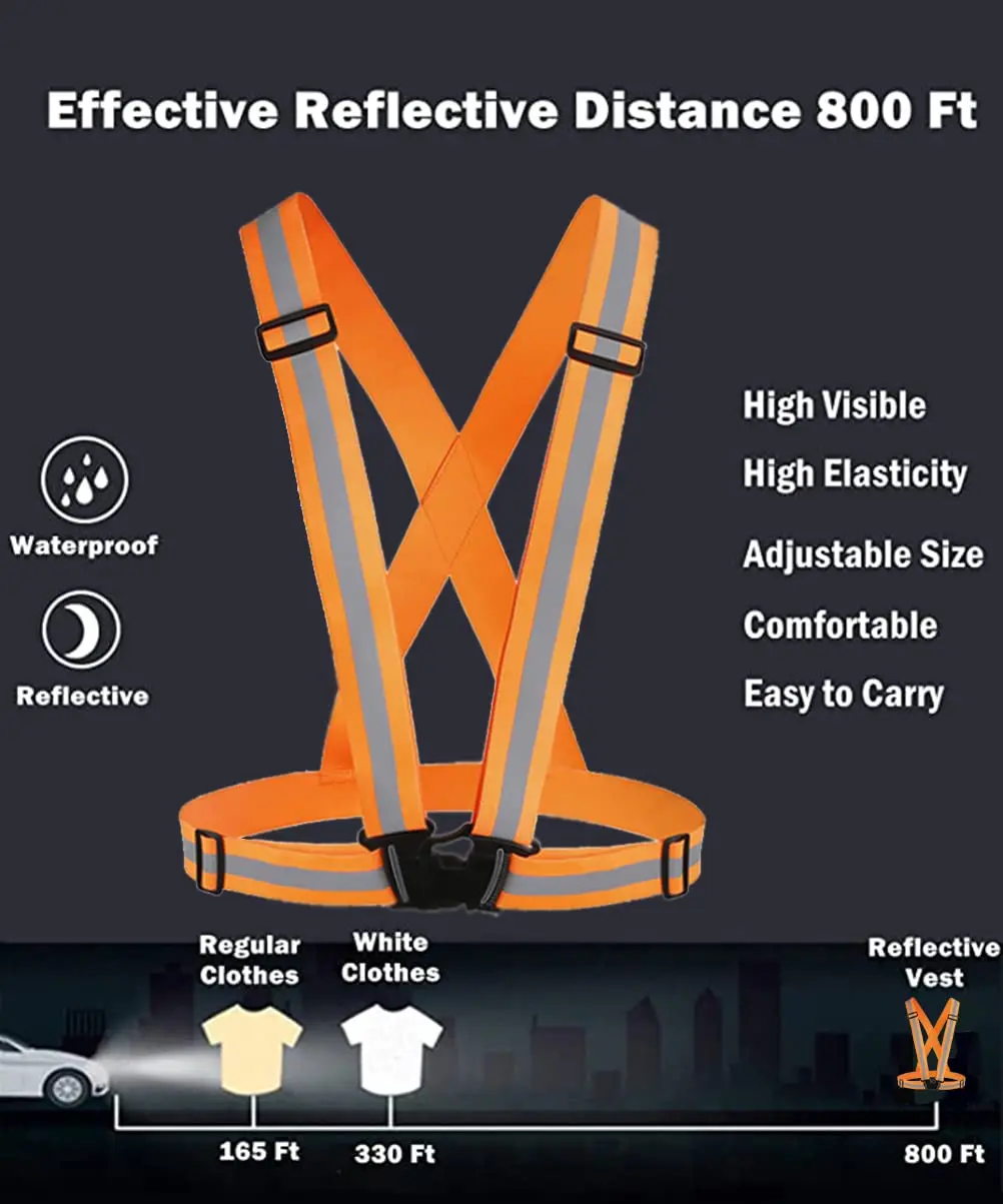 Reflective Safety Vests Lightweight Adjustable Elastic Vest Jacket Hi Vis Reflective Strips for Traffic Control Running Cycling image 2
