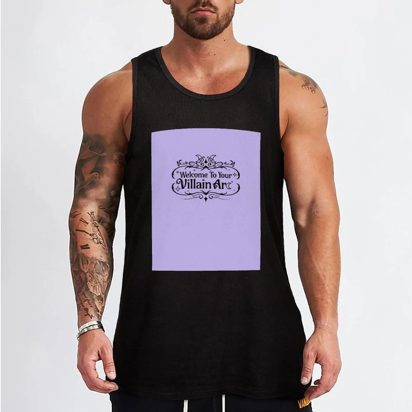 Welcome to Your Villain Arc (BLK on Lilac) Tank Top Men's fitness t-shirt Bodybuilding shirt Men's t-shirts