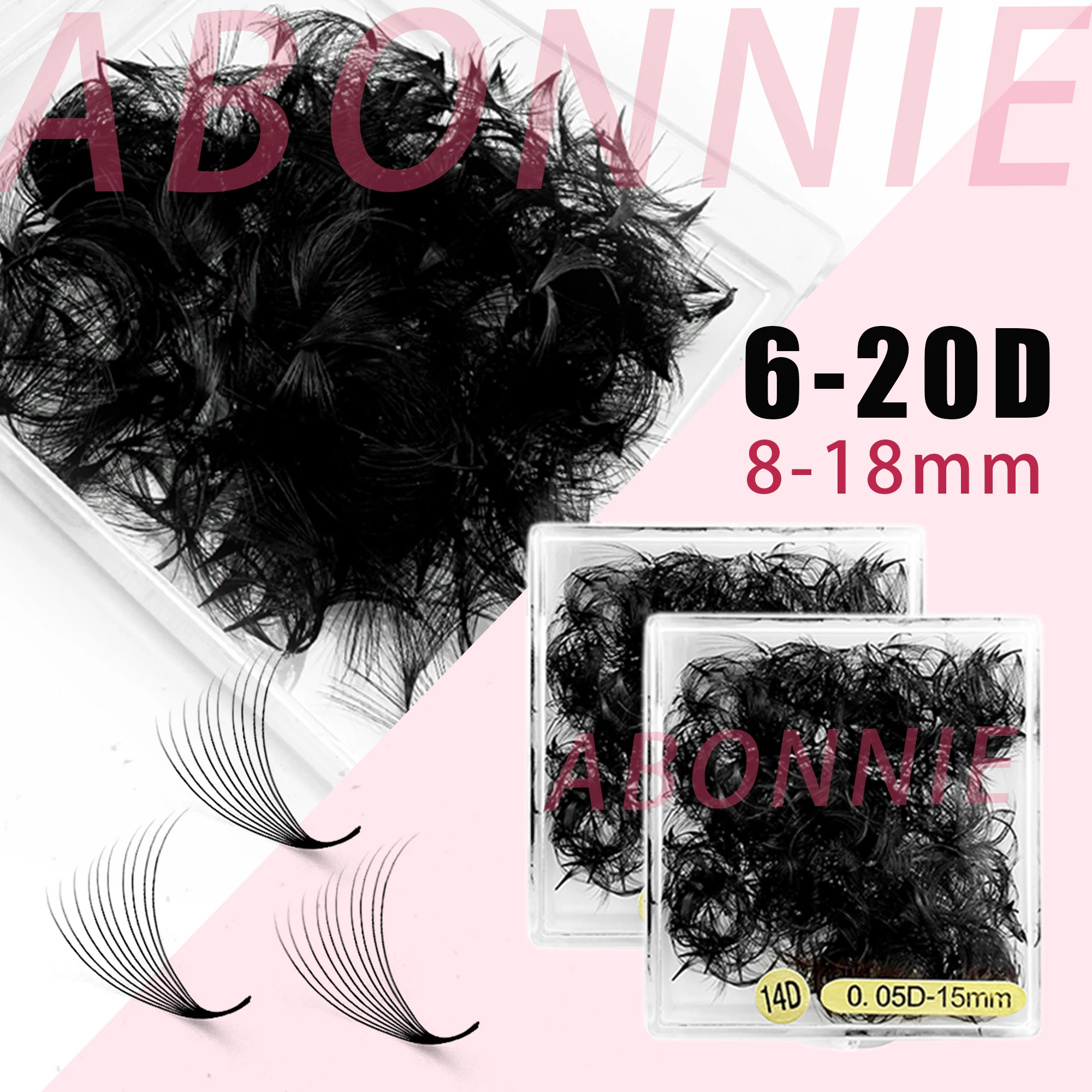 Abonnie 18mm Premade Volume Fan Pointy Base Fans Mega Volume Premade Eyelashes Extensions