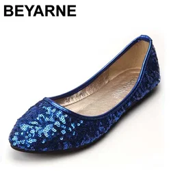 BEYARNE Celebrity Style Classic Womens Gliiter Sequined Flats Ladies Ballerina Flat Shoes BEYARNE New Free Shipping