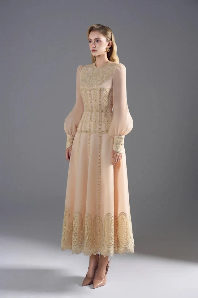 Exquisite Prom Gown Customized Women's O-neck Full Sleeve Evening Dress A-line Chiffon Ankle Length Party Dress New 2026