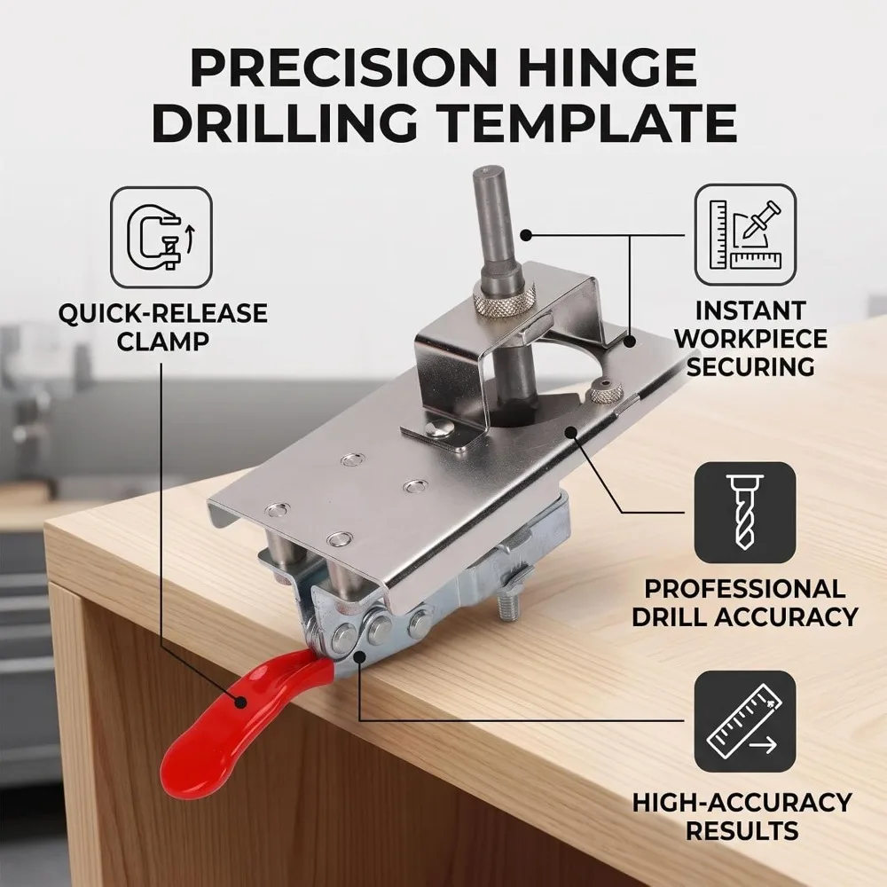 Accurate Cabinet Hinge Jig With Clamp 35mm Hinge Drill Jig Mounting Aluminum Alloy Woodworking Tool For Kitchen Cabinet Doors