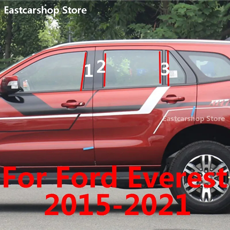 

For Ford Everest 2021 2020 2019 Car Carbon Fiber Middle Column PC Window Trims B C Pillar Strip Sticker 2018 2017 2016 2015