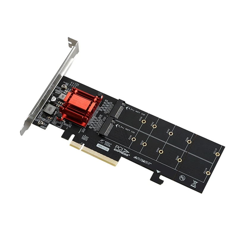 4In1 Dual M.2 NGFF ASM1812 SSD+ Dual SATAIII 6G SSD/HDD To PCI Express 4X Converter Adapter With Low Profile Bracket