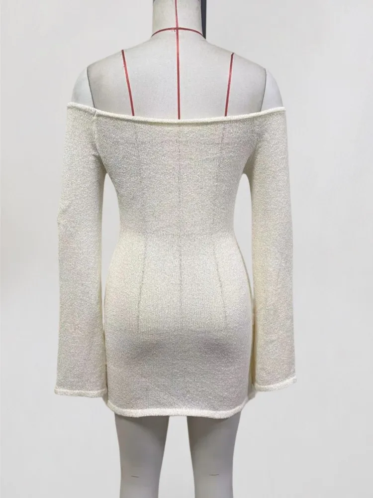 Robe de plage Sexy pour femmes, épaules dénudées, manches longues, Cover-Up pour Bikini, Mini robes de vacances, maillot de bain d'été, 2026