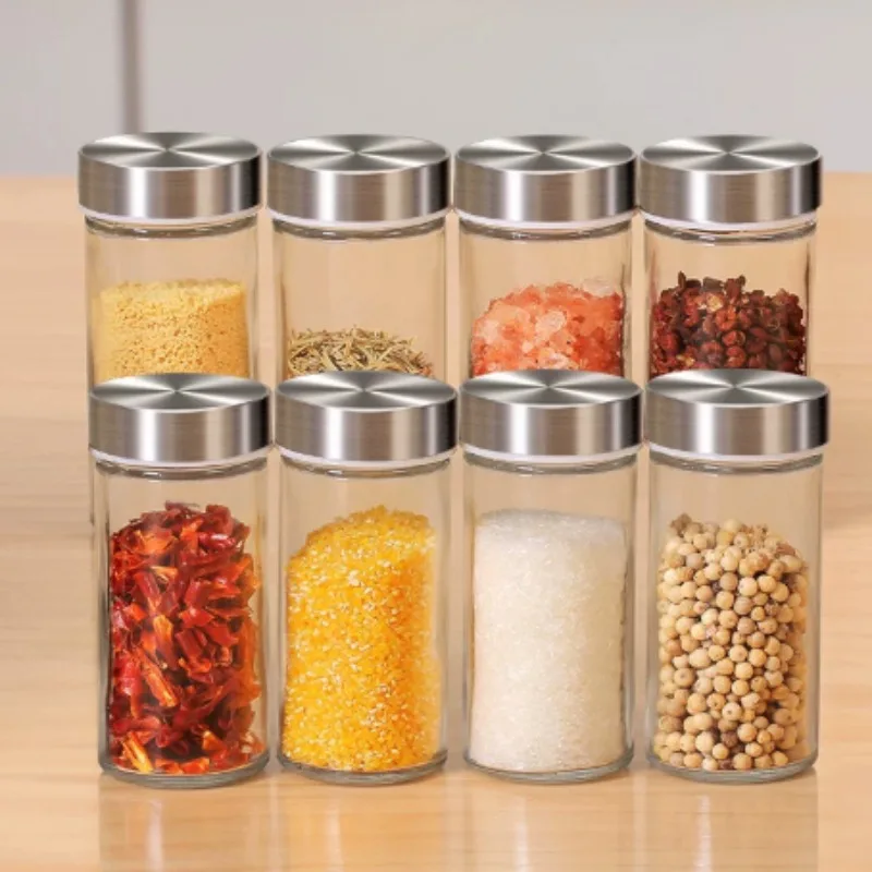 Stainless Steel Rotating Sealed Glass Seasoning Bottle for Seasoning (Separate Glass Bottle)