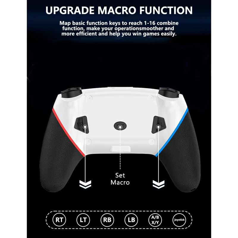 Para Android PC 360 Steam TV Box Switch inalámbrico Bluetooth multifunción conveniente práctico Gamepad, negro fácil de usar