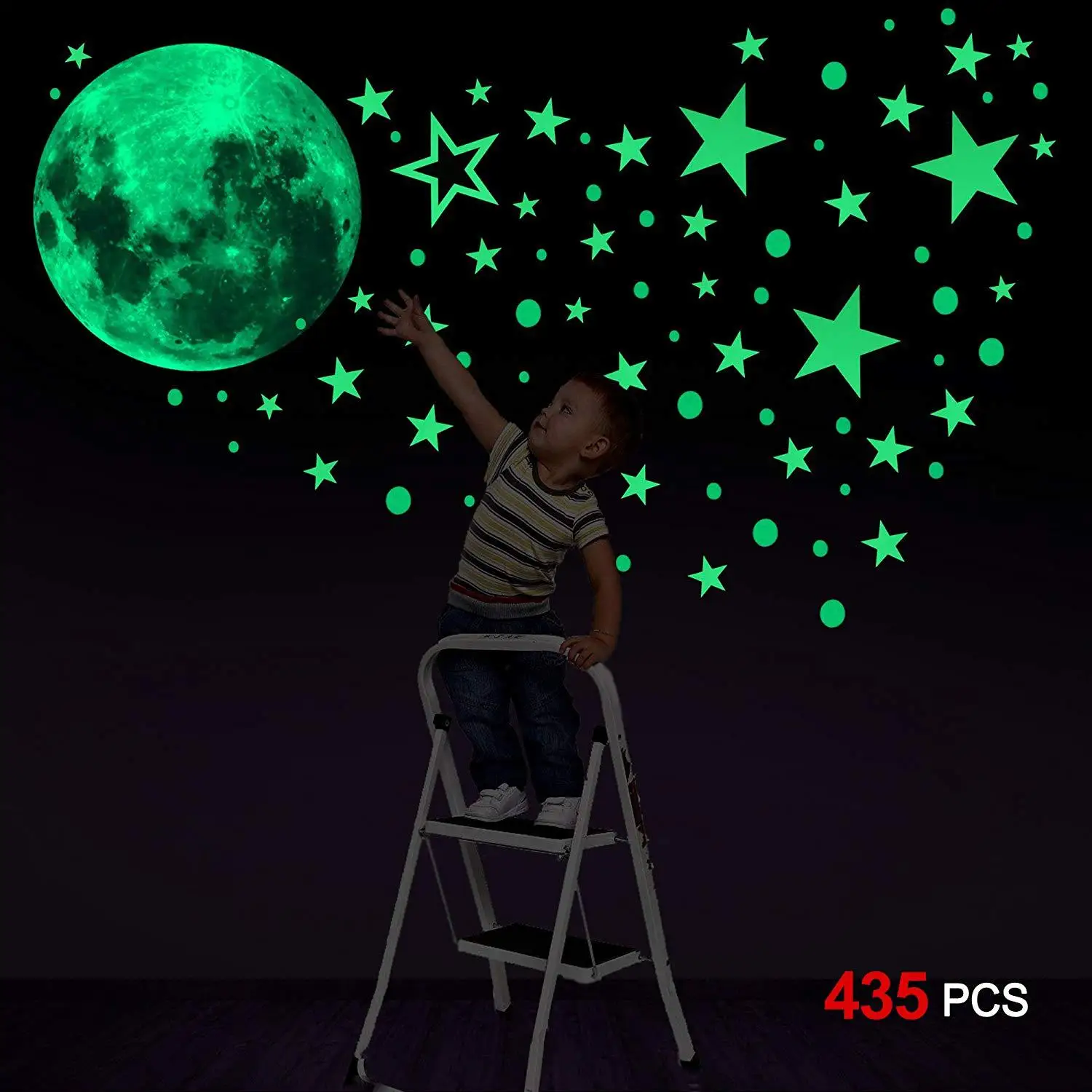 20cm35pcs Luminous Star Stickers Plus Moon Wall Stickers Pvc Visual Enjoyment For Children's Room Bedroom Living Room Decoration