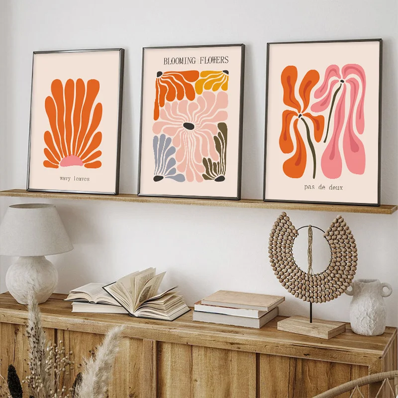 Henri Matisse Abstract Wall Art Flower Market Colour Poster Orange Botanical Canvas Painting Nordic Home Living Room Decoration