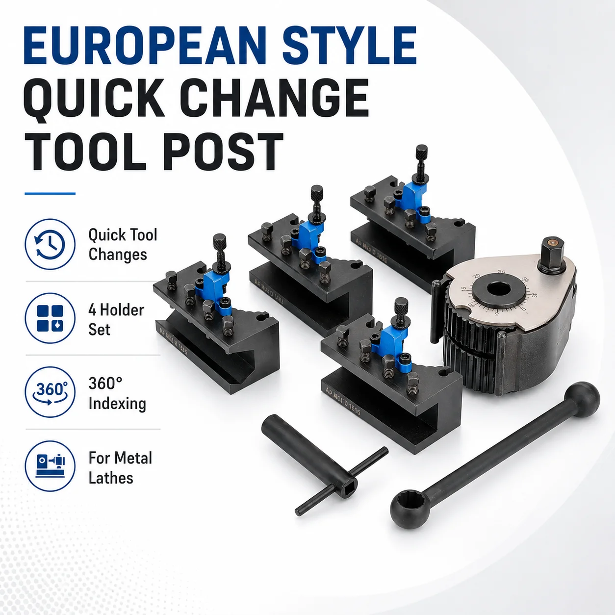 Aa Pro MAX Type Quick Change Tool Holder Set European Quenched 12x12 16x16mm for 120 to 220mm Lathe Bed Swing Turning Tool Post
