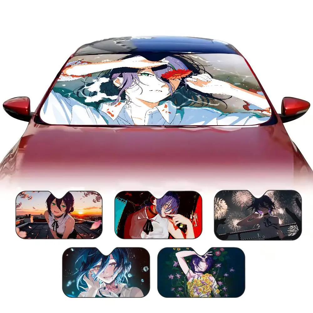 Popular Action Anime Chainsaw Man Reze Arc Car Windshield Sun Shade Foldable Protector Sunshade for Front Window