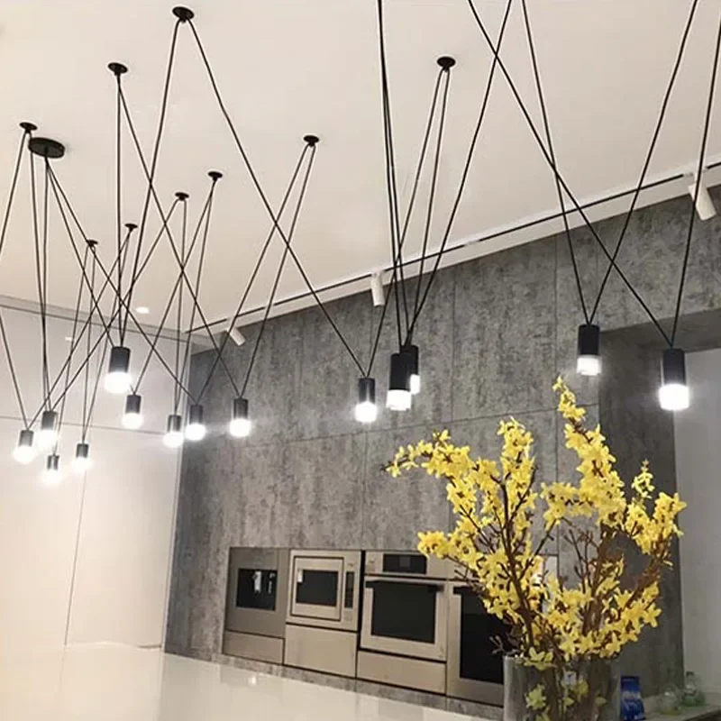 Imagem -02 - Pingente Industrial Spider Web g9 Linear Led Lights Design Home Decor Mesa de Jantar Sala Quarto Cozinha Ilha Luz